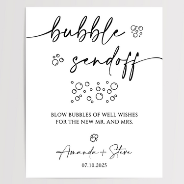 Bubble Sendoff Printed Wedding Signs